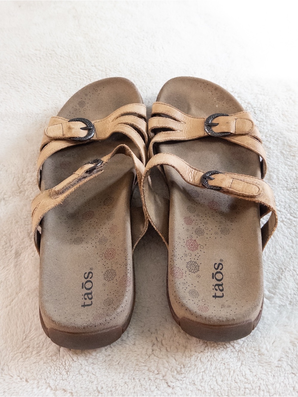 Taos Tan Leather Comfort Slide Sandals Women’s Size 9 - Picture 4 of 7